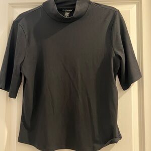 Athleta Black Fitted Mandarin Collar T-Shirt